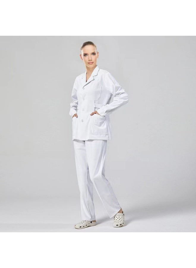 NIBEMINENT Lab Coat Doctor Uniform for Women Outwear Medical Clothing Long Sleeve Scrubs  Nurse Uniforms Beauty Salon workwear - Image 1