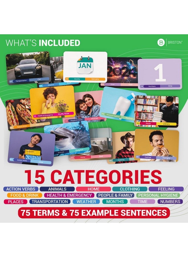 Briston Italian Vocabulary 300 Flash Cards - Beginner Vocab with Pictures - Memory & Sight Words - Educational Language Learning - Game Like Play - Kids, Grade School, Classroom, Homeschool - Briston Brand  - Image 5