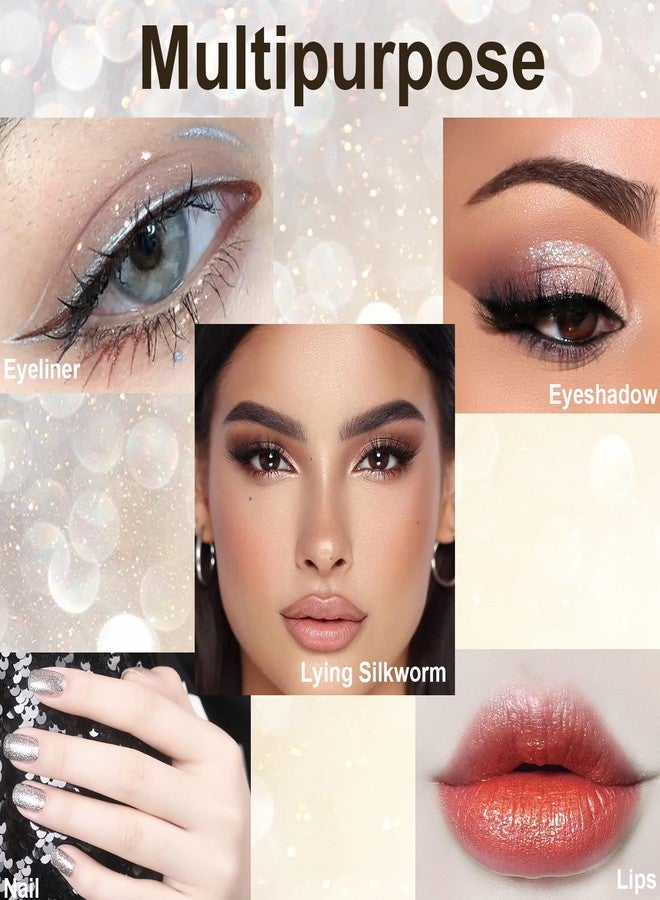 Rosarden Liquid Glitter Eyeliner, Metallic Shimmer White Diamond Eye Liner Stick, Waterproof Long Lasting Quick Drying High Pigmented Sparkle Eyeshadow, Glitter Eyeliner for Eye Makeup - Image 4