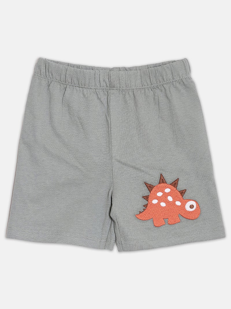 Broon Infant Boys White and Grey Printed Organic Cotton T-shirt with Shorts Set - Image 4