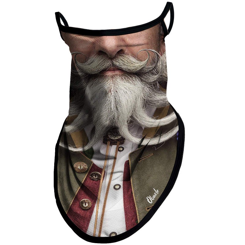 Obacle قناع وجه أوباكل باندانا مع حلقات للأذن وغطاء رقبة قناع وجه وشال لتغطية الوجه للرجال والنساء (رجال بلحى بيضاء متعددة)  - Image 1
