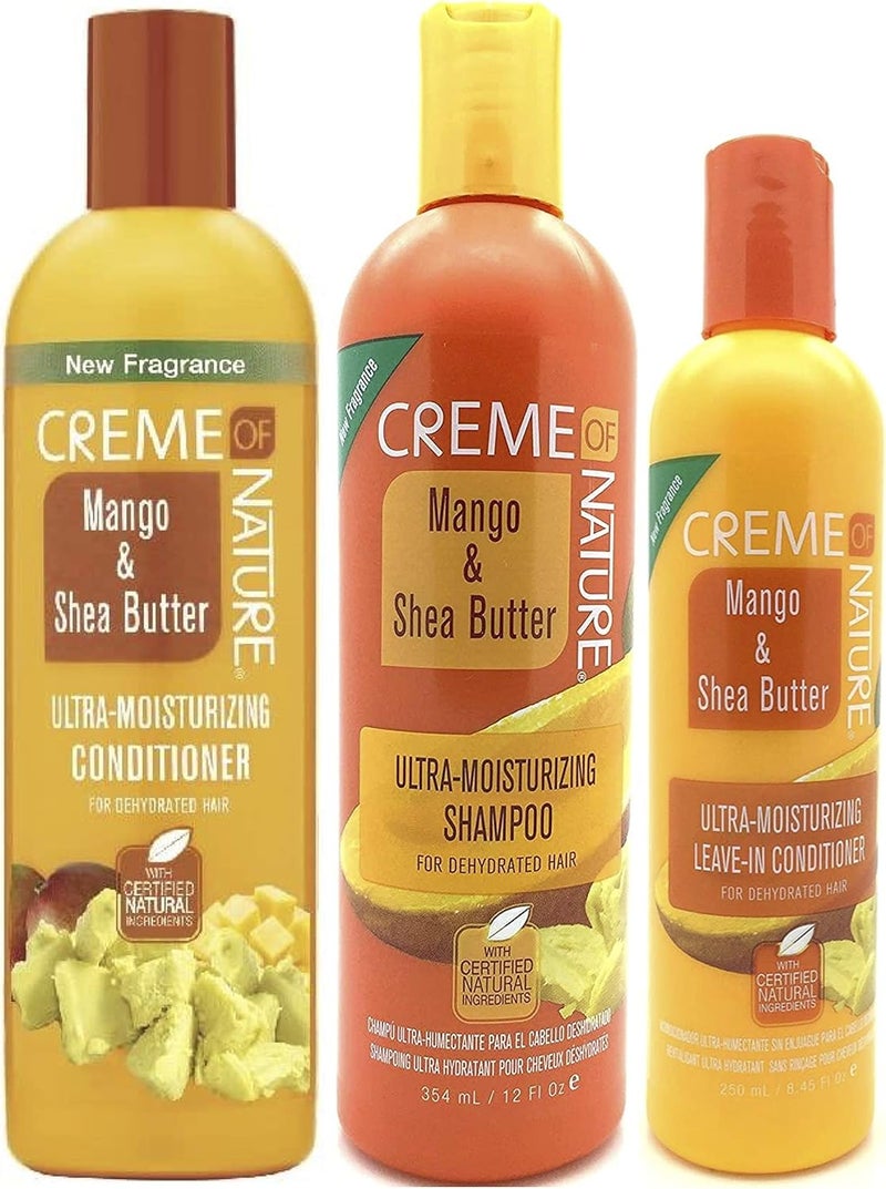 Creme of Nature Brand Mango Shea Butter Ultra Moisturizing Conditioner Shampoo LeaveIn Conditioner Set