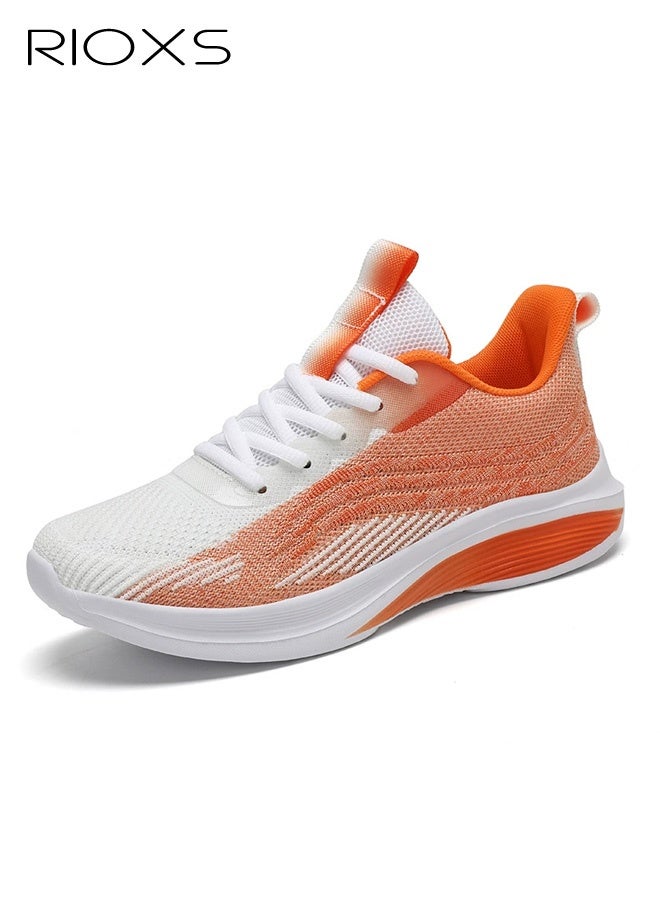 ريوكس أحذية جري للجنسين، أحذية رياضية خفيفة الوزن ومضادة للانزلاق للرجال والنساء، أحذية رياضية شبكية عادية قابلة للتنفس، أحذية مشي ناعمة ومريحة برباط، أحذية رياضية للجري والتمارين الرياضية والرحلات اليومية وصيد الأسماك، باللون البرتقالي والأبيض - Image 5