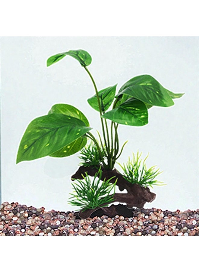 زينة لحوض السمك: نباتات مائية بلاستيكية اصطناعية وأوراق خضراء - Image 2