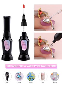 EBANKU 2Pcs Rhinestone Glue For Nails Ebanku Clear Press On Nail Tips Gems Jewel Glue With Brush Acrylic Fake Nail Glue Diy Nail Decoration Supplies (20Ml)  - Image 3