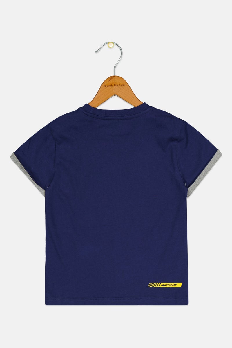 Scuderia Ferrari Toddlers Boy Short Sleeve Graphic Print Outdoor T-shirt, Navy - Image 2
