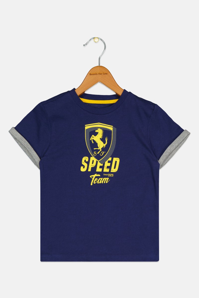 Scuderia Ferrari Toddlers Boy Short Sleeve Graphic Print Outdoor T-shirt, Navy - Image 1