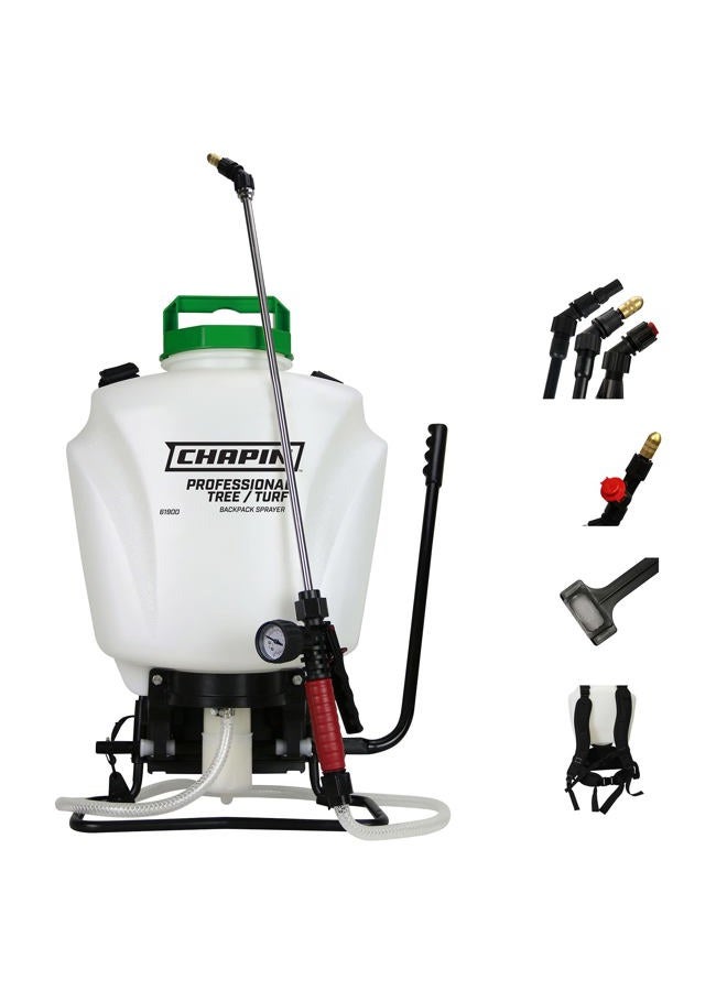 Chapin 61900 Made in the USA 4 Gallon Tree and Turf Pro Commercial Backpack Sprayer with Stainless Steel Wand, 3 nozzles, 3 Stage Filtration, Translucent White - Image 1