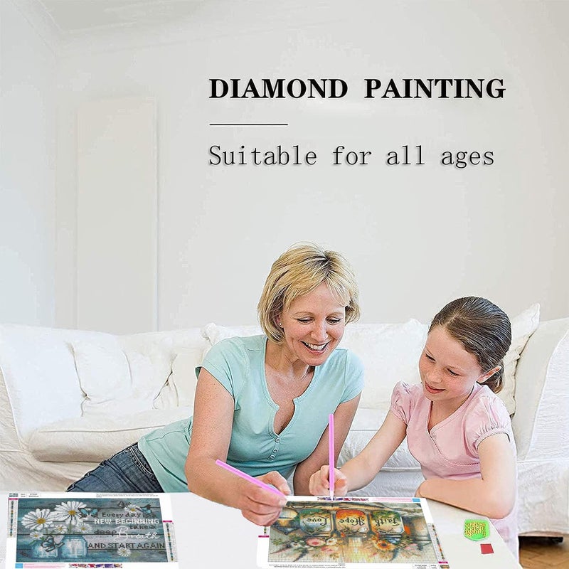 Tiwabb 4 Pack Diamond Art Kits for Adults Beginners,Inspirational Flower Diamond Painting Kits for Adults,5D Full Drill DIY Diamond Dot Gem Art Kit Wall Home Decor Arts Craft 12x16 inch - Image 4