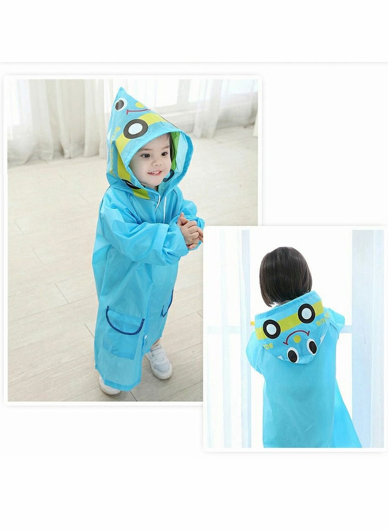 Children's raincoats, Cartoon Kids Rain Jacket, Blue CarGirls Hooded Rain Poncho Outdoors Kids Transparent Raincoat Student Rain Suit Waterproof Durable Windbreaker (Blue Car)  - Image 3