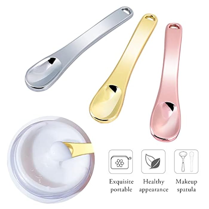 WLLHYF Mini Metal Makeup Spatula Skin Care Cosmetic Spoon Reusable Applicator, Beauty Scoop for Facial Cosmetic for Face Mask Cream Lotions Moisturizers - Image 4