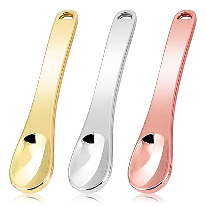WLLHYF Mini Metal Makeup Spatula Skin Care Cosmetic Spoon Reusable Applicator, Beauty Scoop for Facial Cosmetic for Face Mask Cream Lotions Moisturizers - Image 1