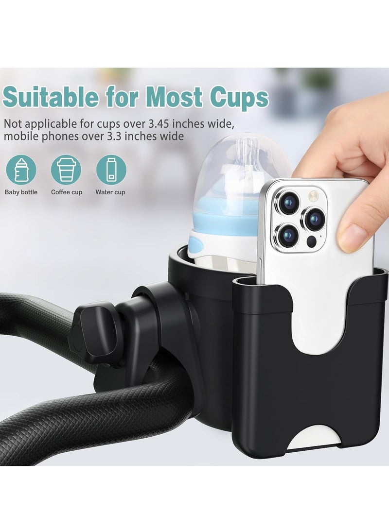 Gonice Stroller Cup Holder with Phone Holder, Universal Bottle Holder for Wheelchair, Walker, Bike, Scooter, Stroller Accessories - Image 2