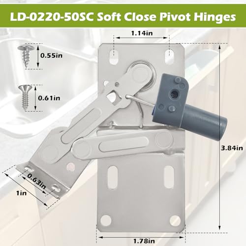 ulapithi LD022050SC Soft Close Pivot Hinges Pair of Self Closing Cabinet Door Hinge Tip Out Tray Hinges for Closets Bookcases Sink TipOut Door Support Frame Hinge with Screws 1 Pair - Image 3
