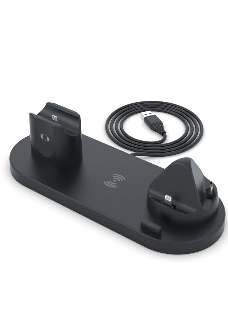 Generic - 6 in1 Multi-Function Wireless Charger Station，A charging stand to help you solve the messy charging lines on the table，for office,home,meeting room - Image 1