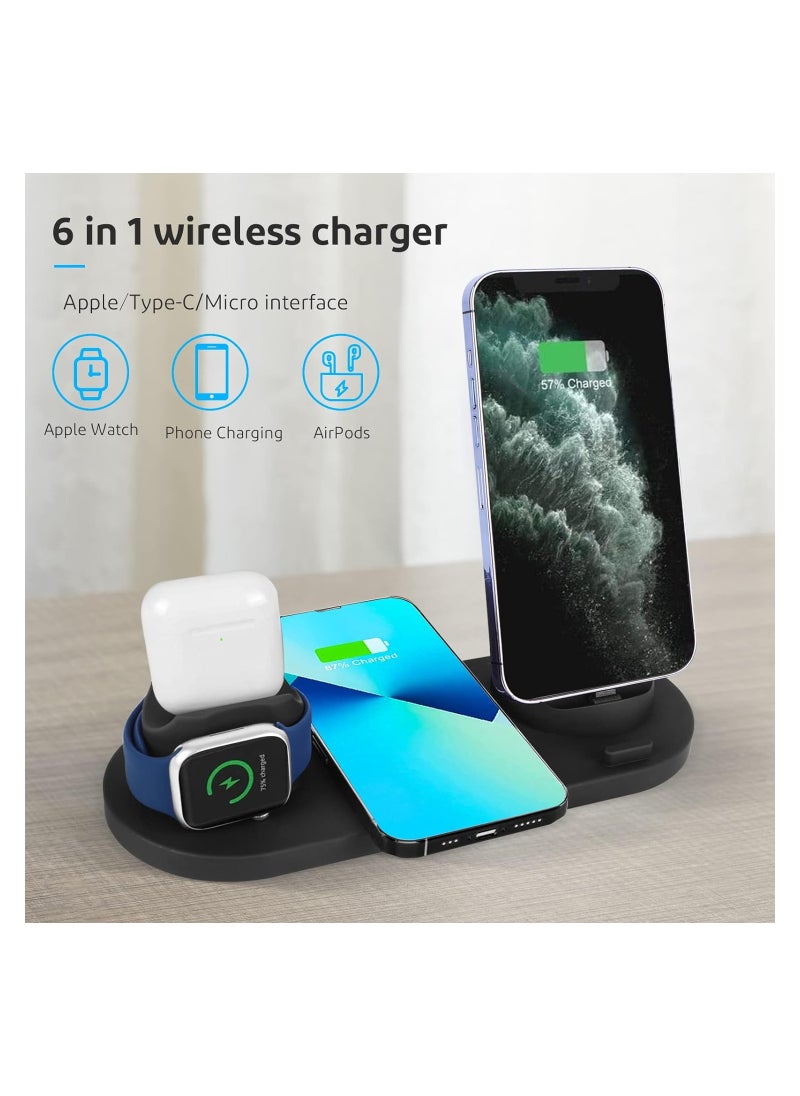 Generic - 6 in1 Multi-Function Wireless Charger Station，A charging stand to help you solve the messy charging lines on the table，for office,home,meeting room - Image 1