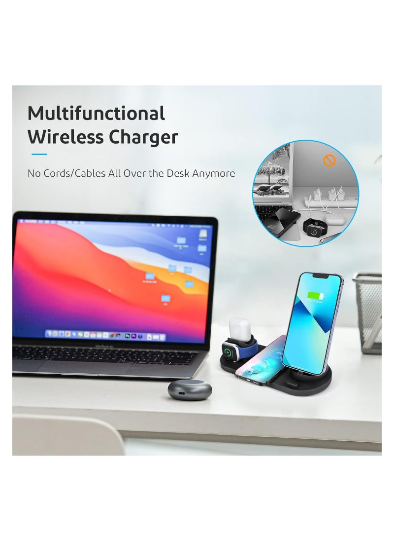Generic - 6 in1 Multi-Function Wireless Charger Station，A charging stand to help you solve the messy charging lines on the table，for office,home,meeting room - Image 1
