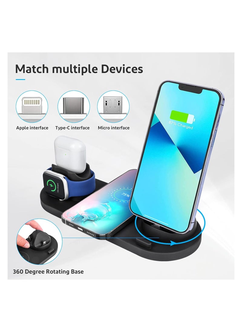 Generic - 6 in1 Multi-Function Wireless Charger Station，A charging stand to help you solve the messy charging lines on the table，for office,home,meeting room - Image 1