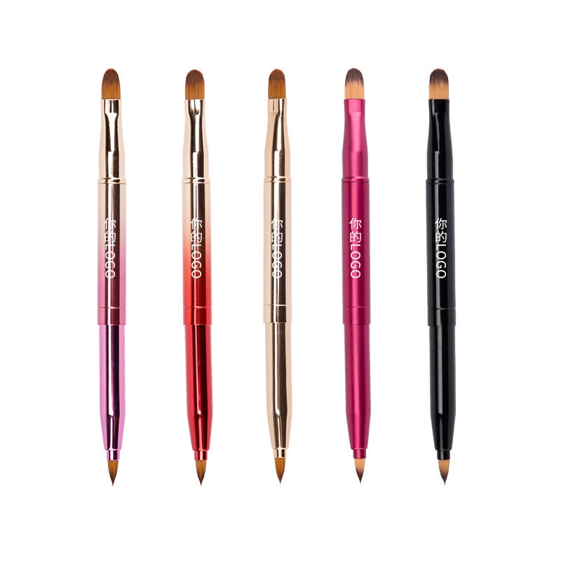 One-Piece Double-Headed Portable Lip Brush Lipstick Brush Blooming Brush Concealer Brush Metal Retractable Makeup Brush - Image 5