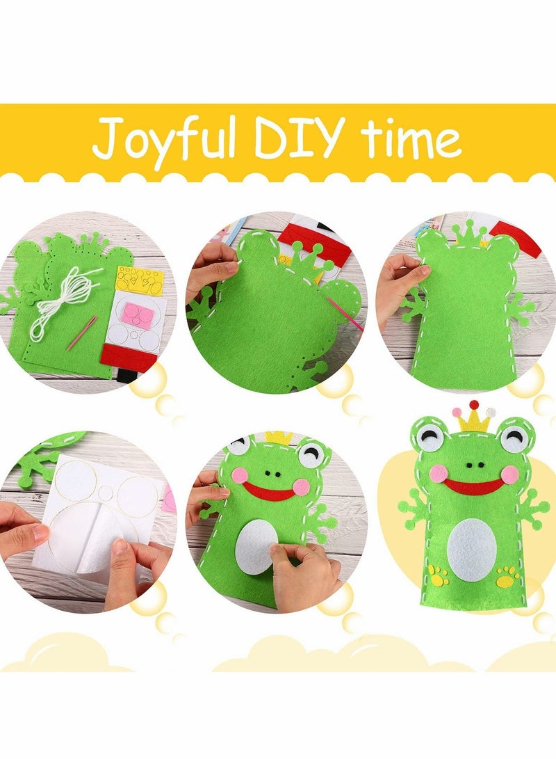Arts and Crafts Set, Animal Hand Puppet Sewing Craft Felt Sock Puppet DIY Arts and Preschool Educational Toys Sewing Bags for Boys Girls Beginner Storytelling Role Play (10 Pieces) - Image 3