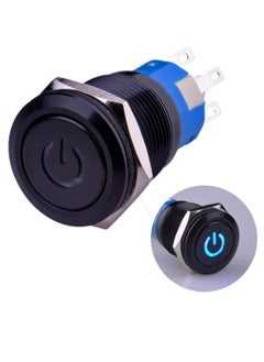 Y&D Push Switch Waterproof Marine Speakers 19mm Latching bu tton Black with LED Electroplated Metal Full Range Audio Motorcycle Stereo System Light Reset Function  - Image 1