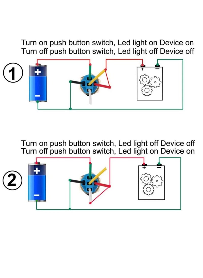 Y&D - Push Switch Waterproof Marine Speakers 19mm Latching bu tton Black with LED Electroplated Metal Full Range Audio Motorcycle Stereo System Light Reset Function - Image 1