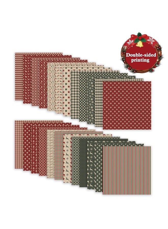 MIATTCLD Scrapbook Paper Winter Patterned Paper for Scrapbooking, 24 Sheets Double Sided Colorful Holiday Decorative Craft Papers for Junk Journals Greeting Cards Decoration (A, 12x12 IN) - Image 4