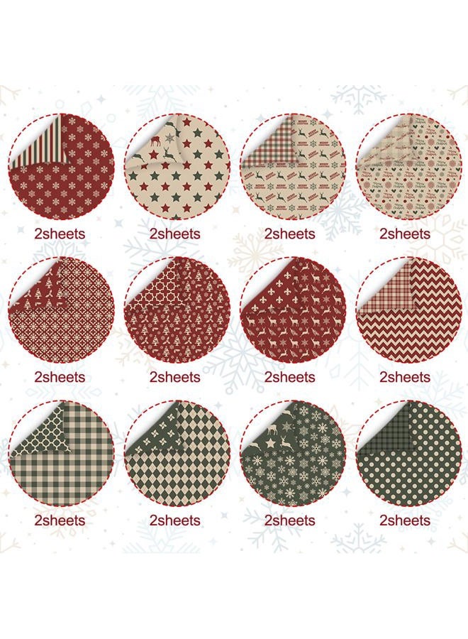 MIATTCLD Scrapbook Paper Winter Patterned Paper for Scrapbooking, 24 Sheets Double Sided Colorful Holiday Decorative Craft Papers for Junk Journals Greeting Cards Decoration (A, 12x12 IN) - Image 3