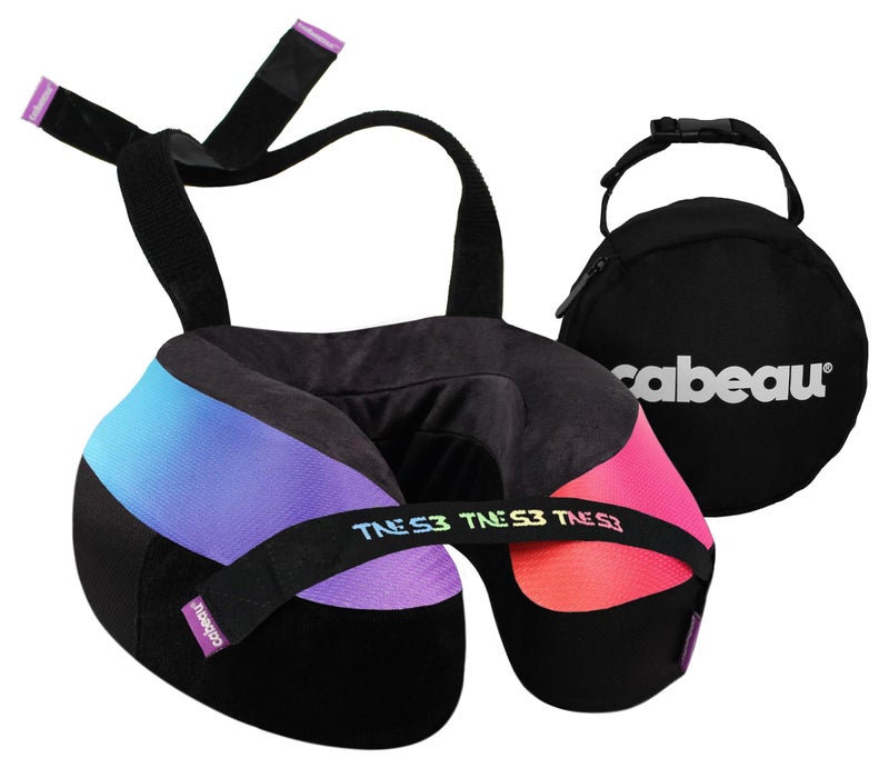 وسادة السفر للرقبة من كابو للطائرات - تطور الرقبة TNE S3 - تصميم داعم من رغوة الذاكرة لرحلات الطيران الطويلة - أحزمة مقعد قابلة للتثبيت ودعم 360 درجة - قوس قزح أمستردام