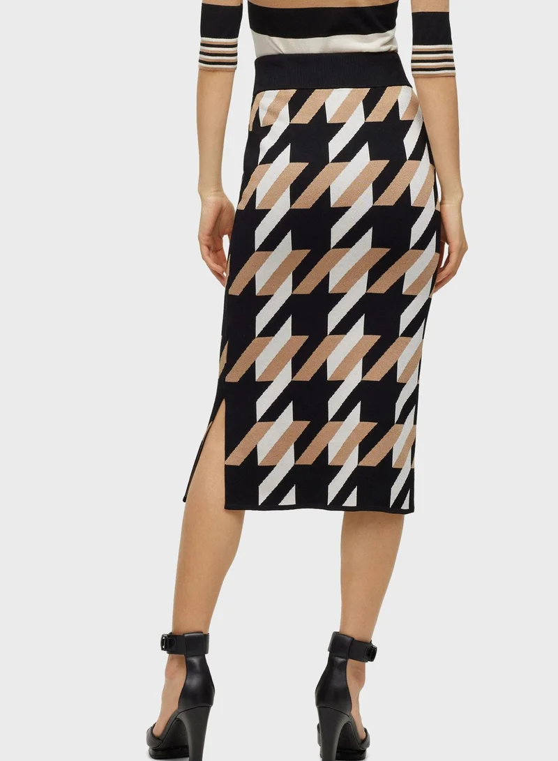 BOSS High Waist Printed Skirt