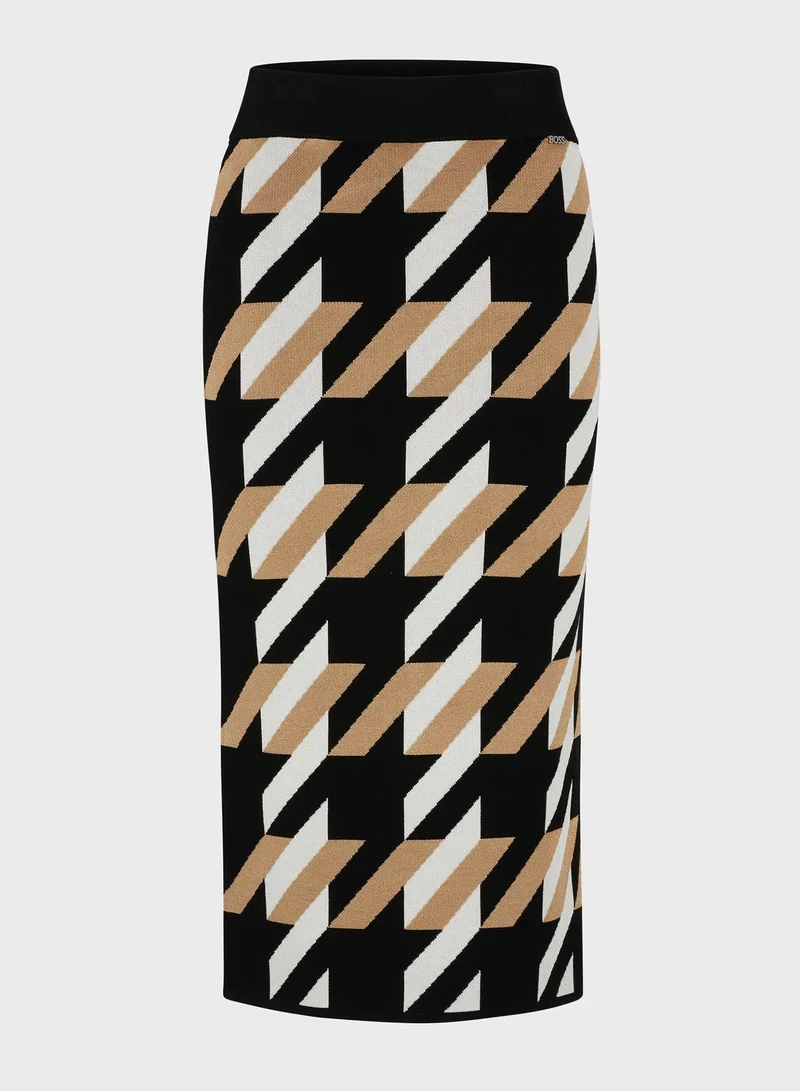 BOSS High Waist Printed Skirt