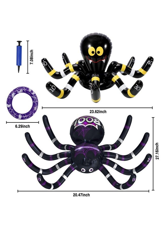 Max Fun طقم لعبة رمي الحلقات مع العناكب القابلة للنفخ لعيد الهالوين 2 عبوة للأطفال لوازم حفلات الكرنفال والمدرسة وزينة العيد وألعاب جديدة للداخل والخارج المخيفة والمرعبة - Image 5