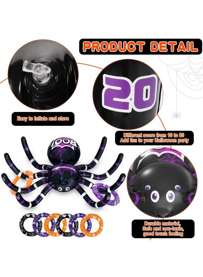 Max Fun طقم لعبة رمي الحلقات مع العناكب القابلة للنفخ لعيد الهالوين 2 عبوة للأطفال لوازم حفلات الكرنفال والمدرسة وزينة العيد وألعاب جديدة للداخل والخارج المخيفة والمرعبة - Image 4