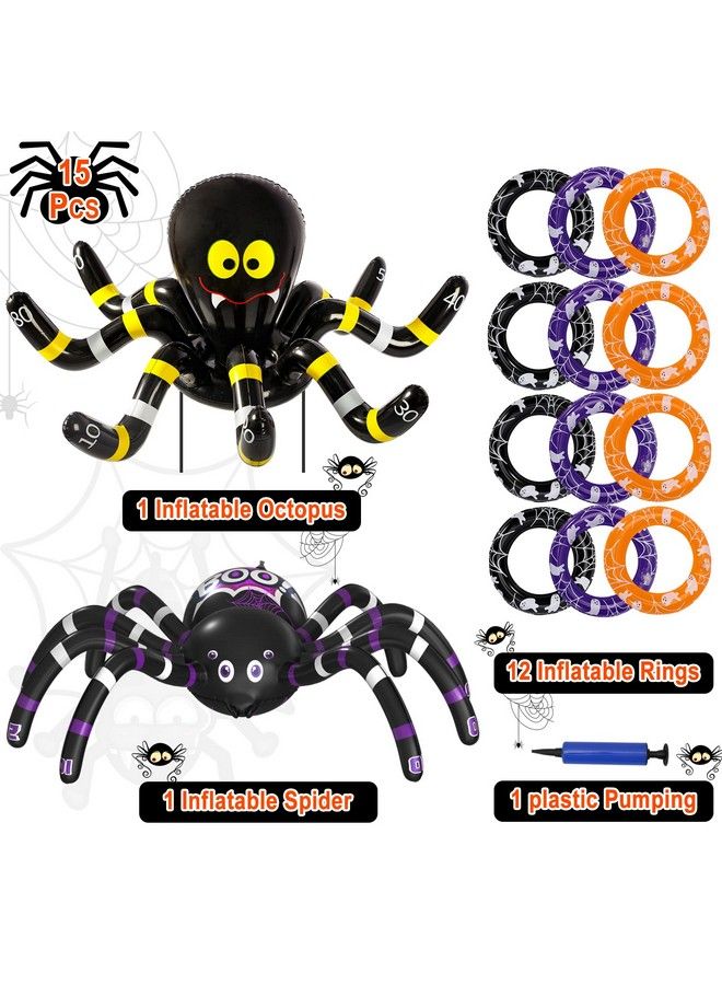 Max Fun طقم لعبة رمي الحلقات مع العناكب القابلة للنفخ لعيد الهالوين 2 عبوة للأطفال لوازم حفلات الكرنفال والمدرسة وزينة العيد وألعاب جديدة للداخل والخارج المخيفة والمرعبة - Image 3