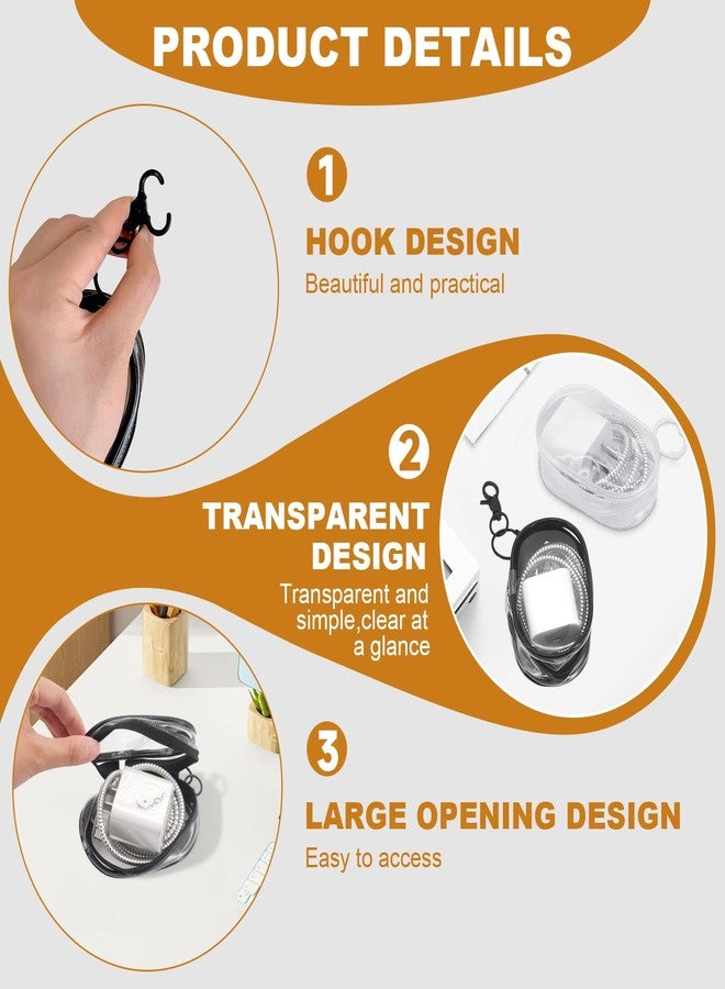 Hooshion Data Cable Organizer, Transparent Cable Storage Bag with Locking Hook, Portable Headphone Storage Box, Multifunctional Storage Bag, for Data Cables, Data Heads, Lipsticks, Earrings, Coins, Headphone - Image 3