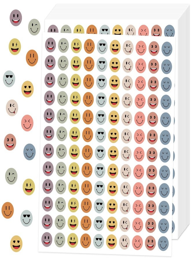 Leezead 6000 Pieces Boho Happy Smile Face Stickers, Mini Boho Style Happy Face Stickers Round Happy Smile Face Decal Stickers Incentive Stickers for Reward Behavior Chart Students Teacher Supplies - Image 1