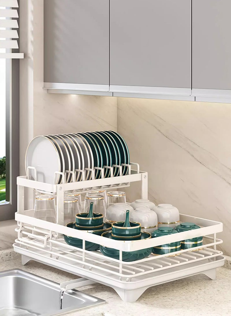 Sharpdo - Kitchen Multi-Functional Stainless Steel Double-Layer Storage Rack, Small Dish Drain Storage Rack 42.6*30*23.5CM - Image 1