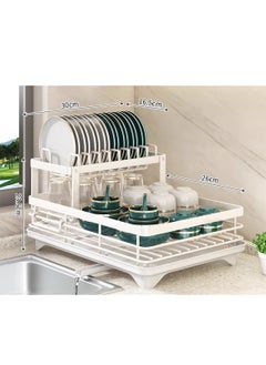 Sharpdo Kitchen Multi-Functional Stainless Steel Double-Layer Storage Rack, Small Dish Drain Storage Rack 42.6*30*23.5CM  - Image 2