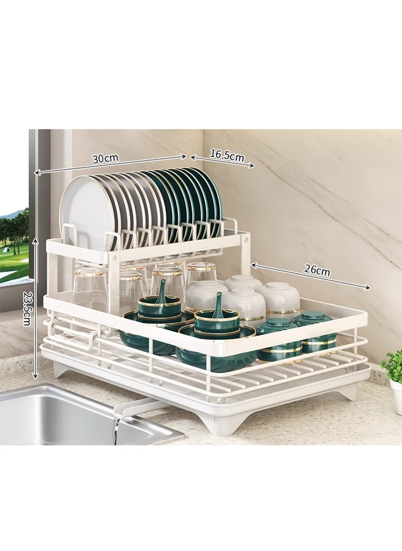 Sharpdo - Kitchen Multi-Functional Stainless Steel Double-Layer Storage Rack, Small Dish Drain Storage Rack 42.6*30*23.5CM - Image 1