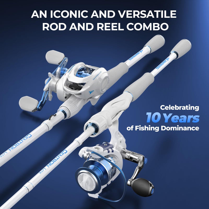 KastKing Centron Lite Spinning Fishing Reel Combo 6'0" L 500 Reel,White - Image 2