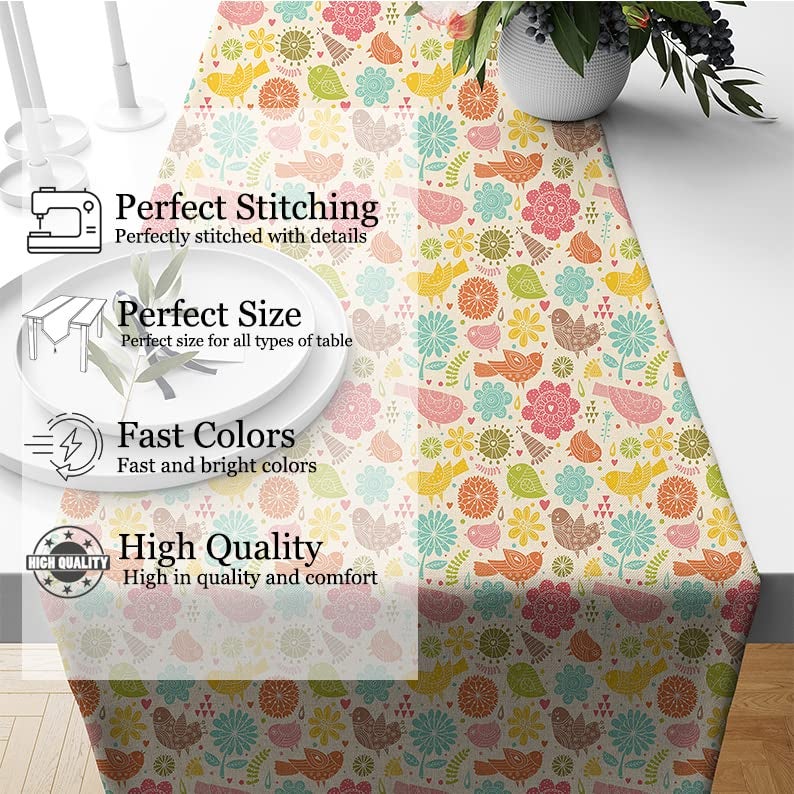 BRICK HOME Floral Printed Poly Cotton 6 Seater Table Runner and Bed Runner (13 x 72 Inches) - Image 2