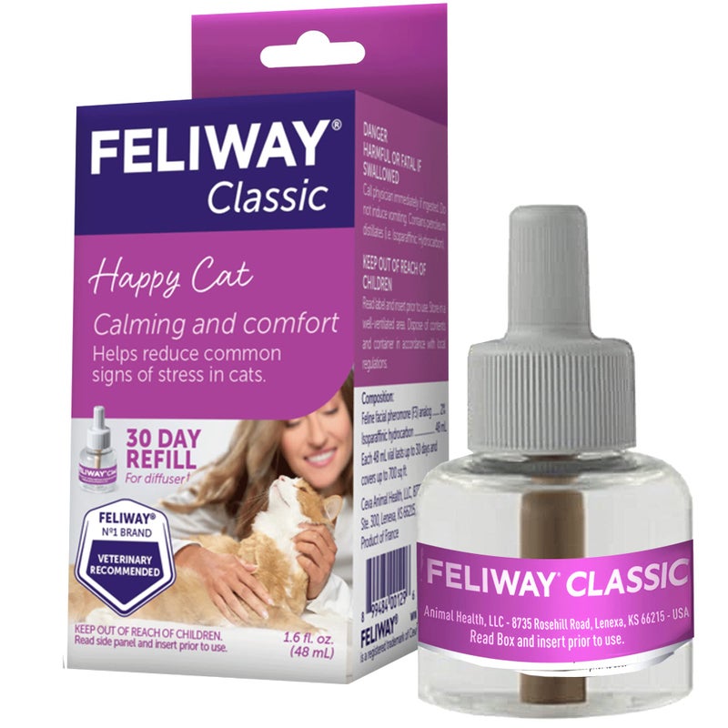 FELIWAYÂ® Classic 30 Day Cat Calming Refill for Pheromone Diffuser, 48ml - Helps Reduce Common Signs of Stress in Cats & Kittens, Enhanced Calming - Image 1