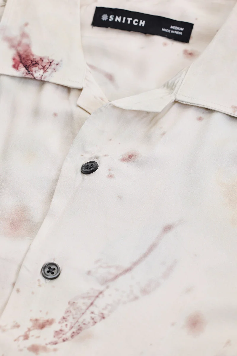 SNITCH Off White Abstract Box Fit Shirt