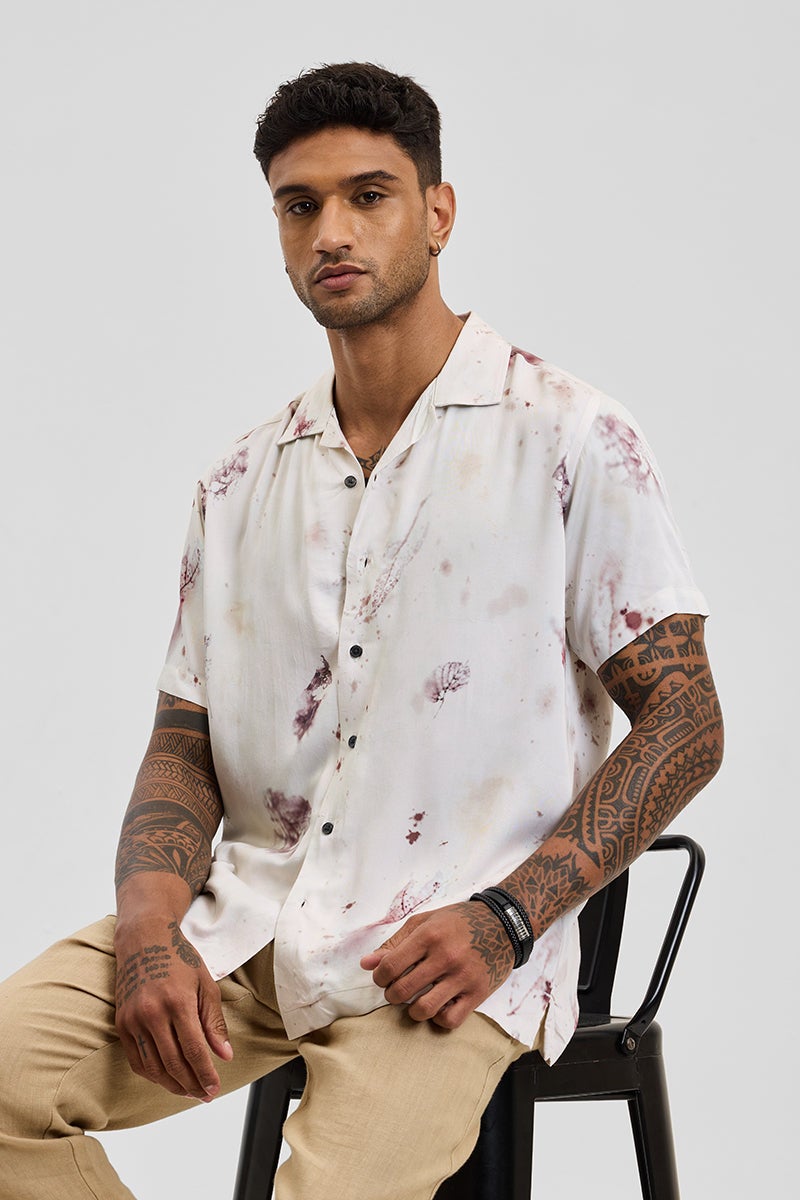 SNITCH Off White Abstract Box Fit Shirt - Image 1
