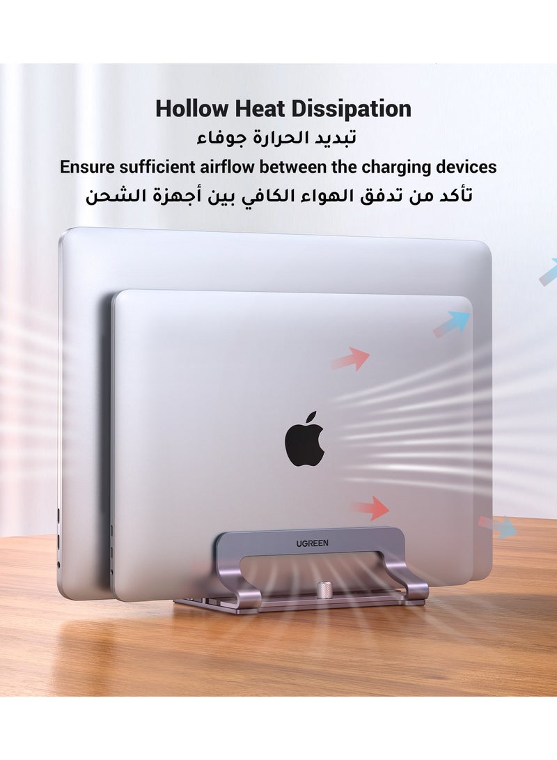 Ugreen Vertical Laptop Holder 2 Slots, Laptop Stand for Desk with Adjustable Width, Office Desktop Tablet Mount Space Saving, Fit All MacBook/Microsoft Surface Up to 15.6 Inches - Image 3