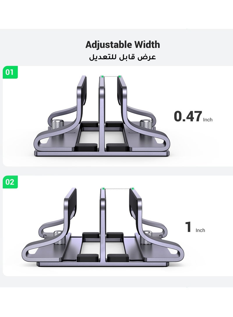 Ugreen Vertical Laptop Holder 2 Slots, Laptop Stand for Desk with Adjustable Width, Office Desktop Tablet Mount Space Saving, Fit All MacBook/Microsoft Surface Up to 15.6 Inches - Image 4