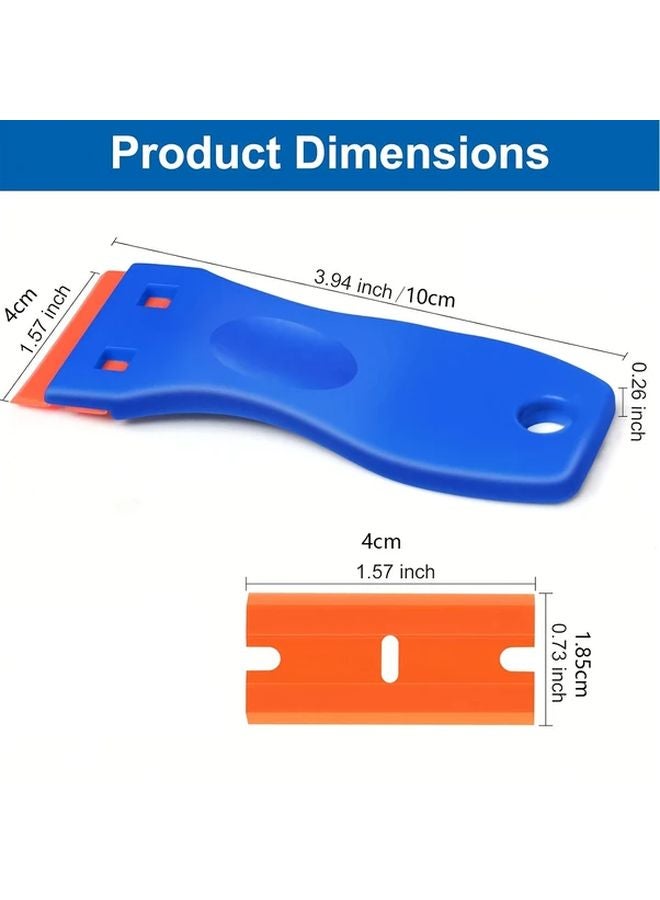 Blue Scraper Set 2Pcs Durable Metal Plastic 20 Replaceable Blades For Floor Stove Car Window Glass Sticker Removal - Image 4