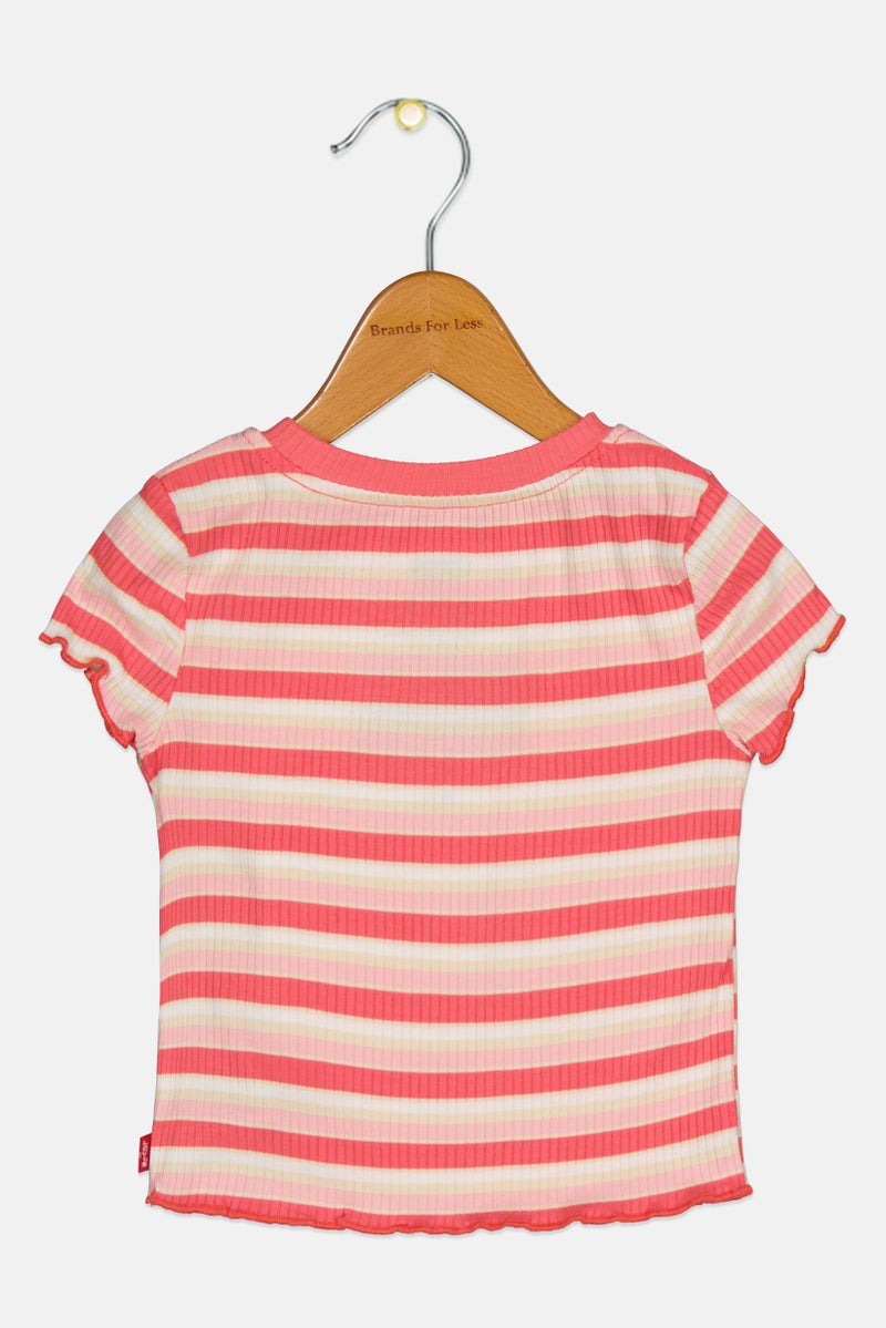 Levi's تي شيرت قصير الأكمام بياقة دائرية للبنات الصغيرات، مزين بشعار، متعدد الألوان - Image 2