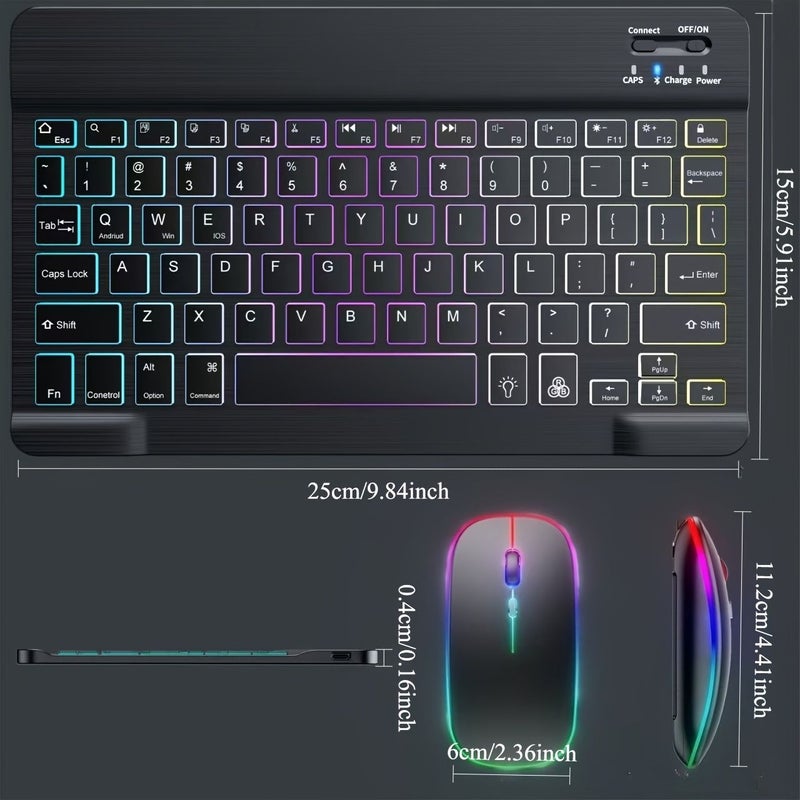 Rechargeable Ultra Thin Wireless Keyboard And Mouse Combo Multicolor For IOS Android Windows Tablets Smartphones - Image 2