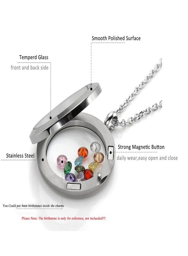 Jovivi 25mm Living Floating Charm Memory Locket Necklace - 316 Surgical Stainless Steel Secure Buckle Closure - Image 3